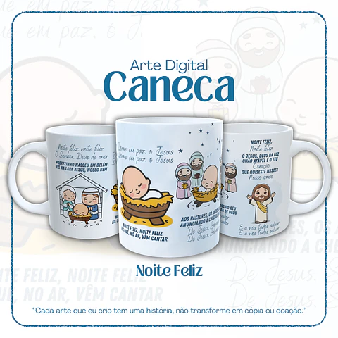 Arte Caneca Noite Feliz (Música Natal) em Jpg