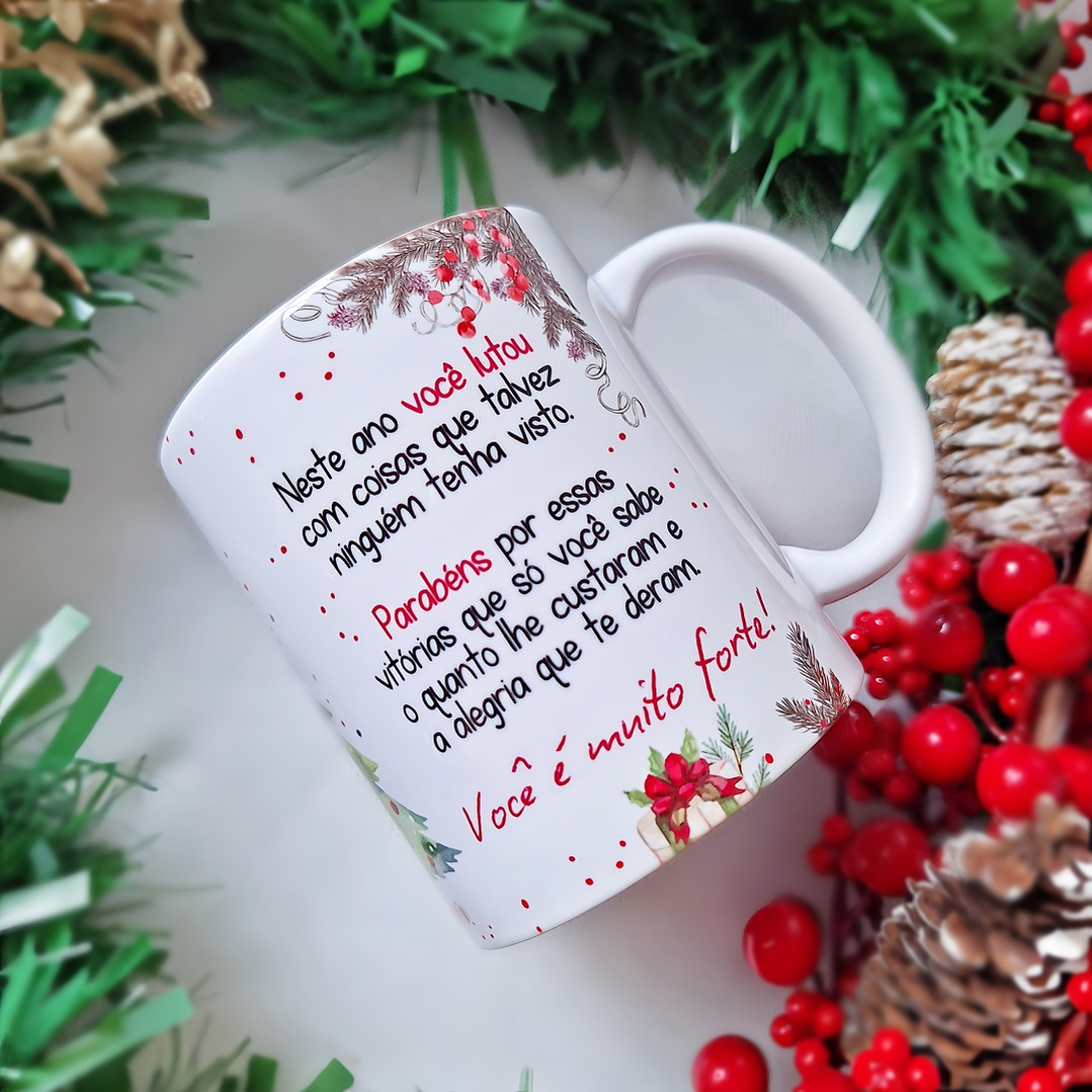 Arte Caneca Você é muito forte Mensagem do Papai Noel em Jpg  3