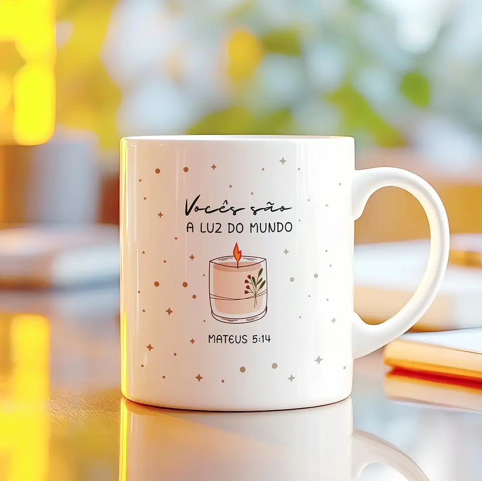 Arte Caneca Vocês são a Luz do mundo - Mateus 514 em Jpg  2