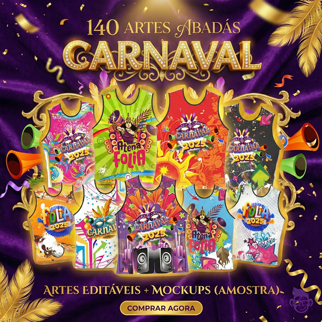 140 Artes Modelo de Abada Carnaval Bloco Arquivo Editável Vetor Abadás Template 1