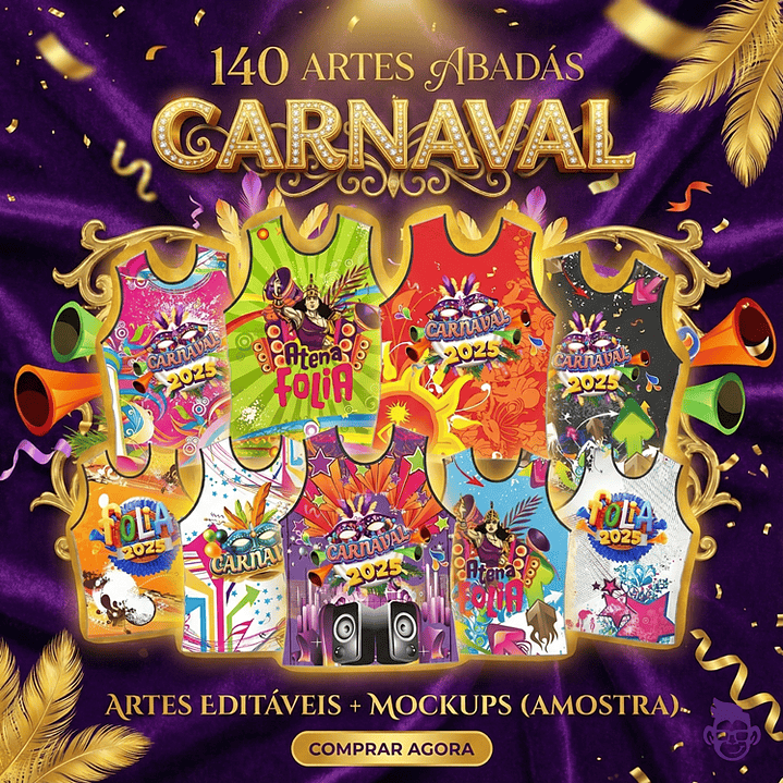 140 Artes Modelo de Abada Carnaval Bloco Arquivo Editável Vetor Abadás Template 1