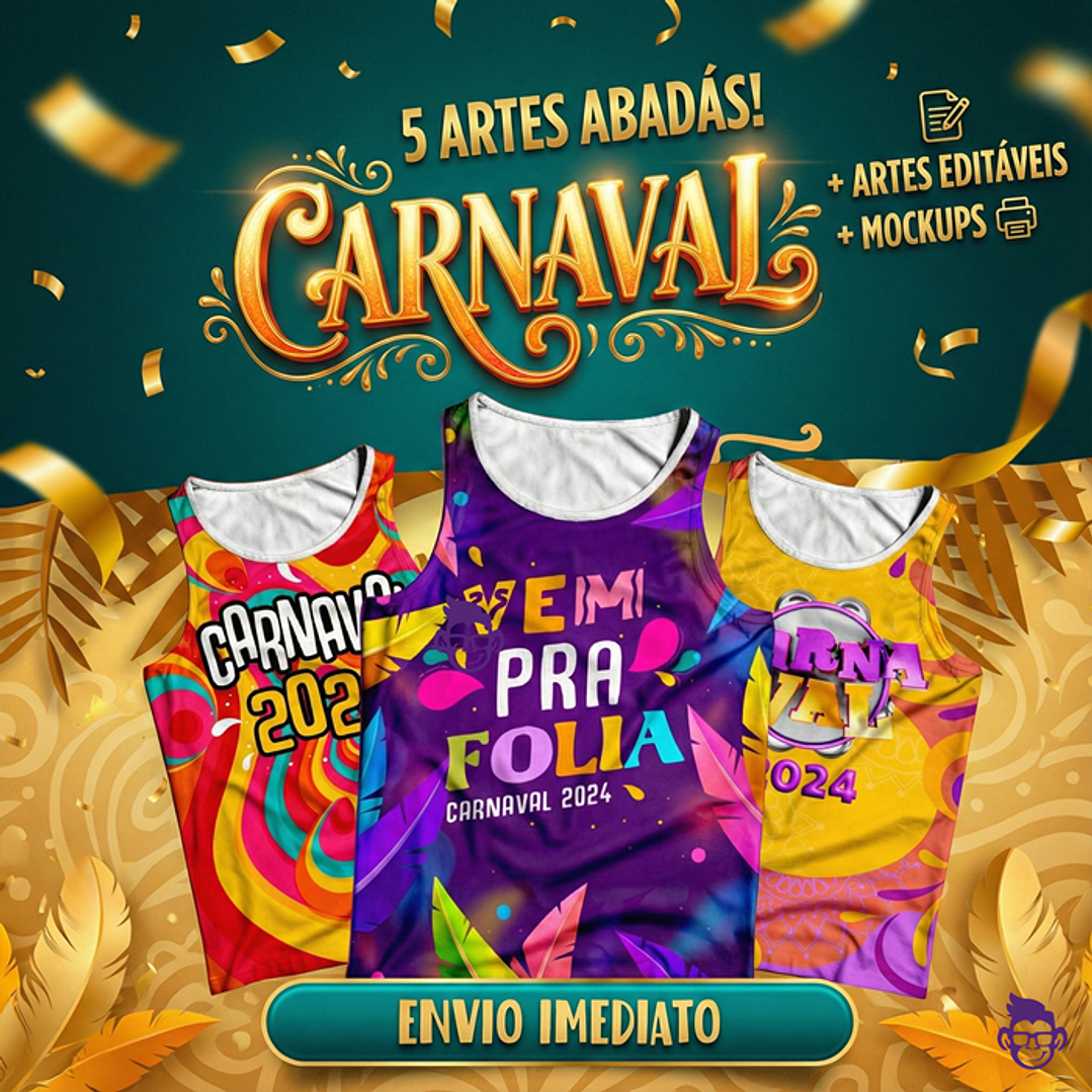 5 Artes Modelo de Abada Carnaval Bloco Arquivo Editável Vetor Abadás Template 1