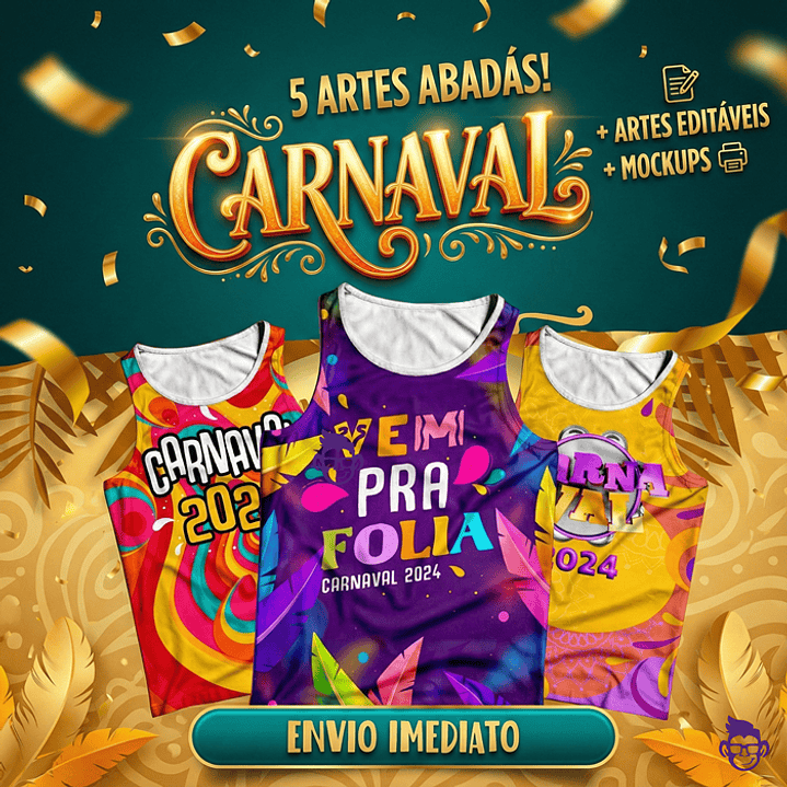 5 Artes Modelo de Abada Carnaval Bloco Arquivo Editável Vetor Abadás Template 1