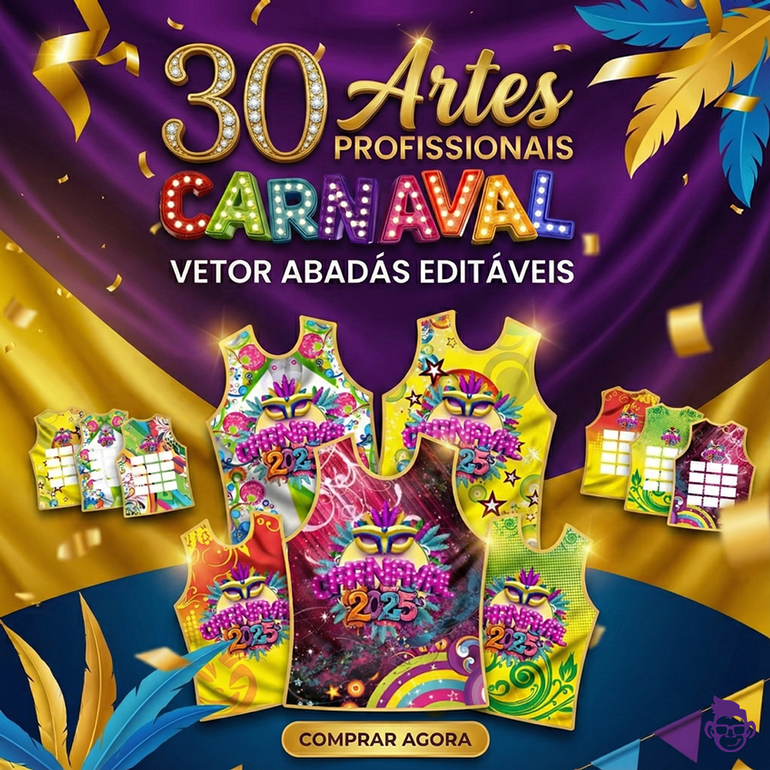 30 Artes Modelo de Abada Carnaval Bloco Arquivo Editável Vetor Abadás Template 1