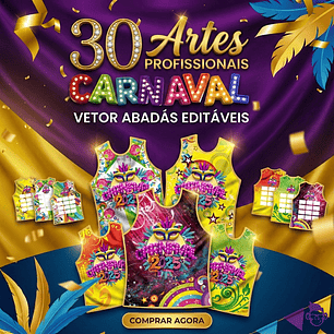 30 Artes Modelo de Abada Carnaval Bloco Arquivo Editável Vetor Abadás Template