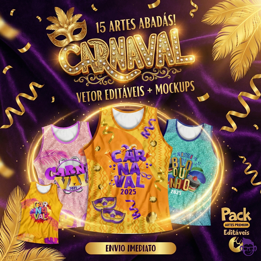 15 Artes Modelo de Abada Carnaval Bloco Arquivo Editável Vetor Abadás Template 1