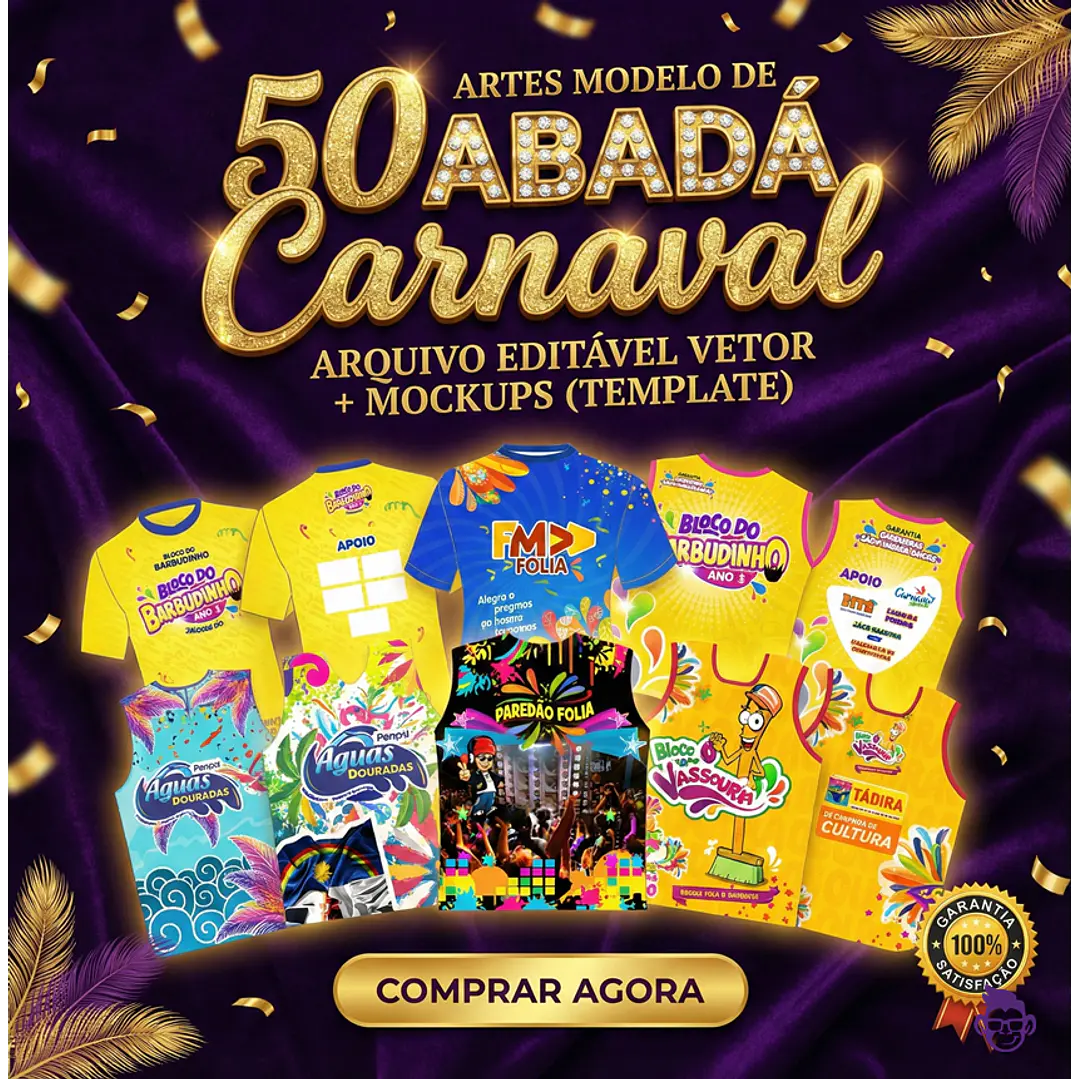 50 Artes Modelo de Abada Carnaval Bloco Arquivo Editável Vetor Abadás Template 1