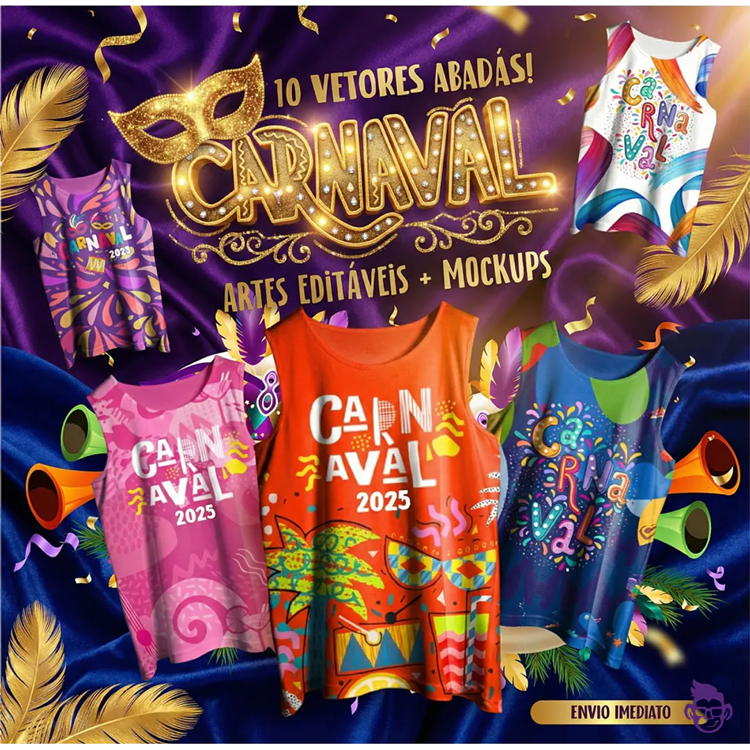 10 Artes Modelo de Abada Carnaval Bloco Arquivo Editável Vetor Abadás Template 1