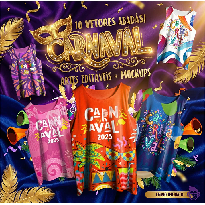 10 Artes Modelo de Abada Carnaval Bloco Arquivo Editável Vetor Abadás Template 1