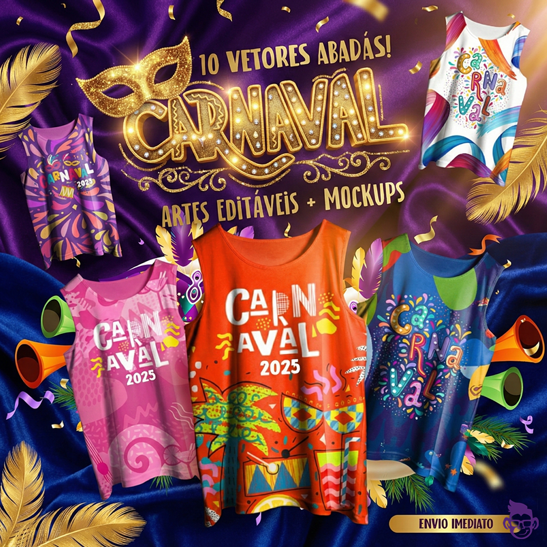 10 Artes Modelo de Abada Carnaval Bloco Arquivo Editável Vetor Abadás Template 1