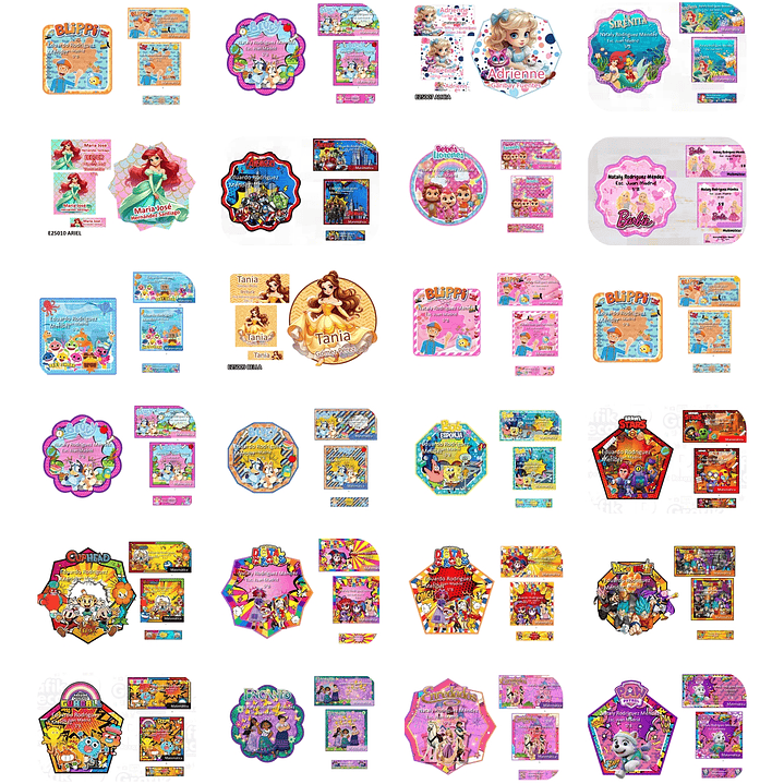 Arquivos Etiquetas Escolares Diversos temas e Personagens Editáveis  3