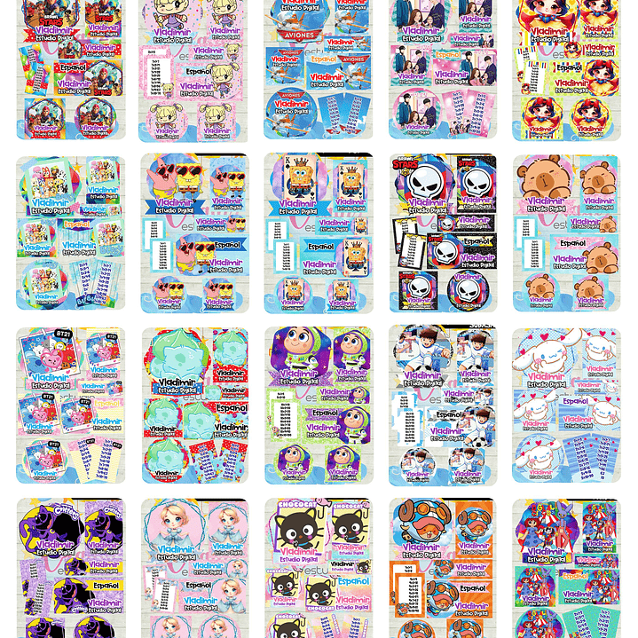 Arquivos Etiquetas Escolares Diversos temas e Personagens Editáveis  5