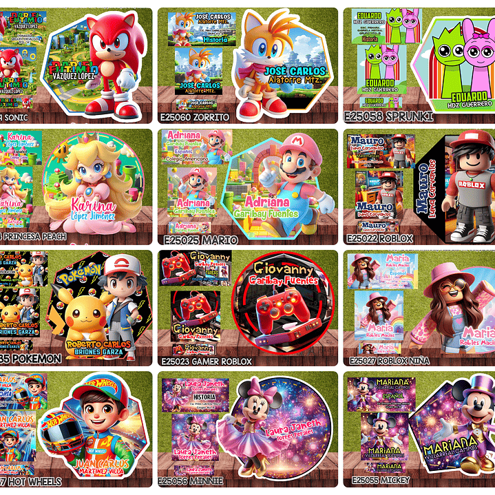 Arquivos Etiquetas Escolares Diversos temas e Personagens Editáveis  1