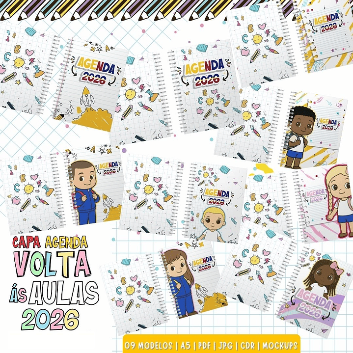 Combo Volta as aulas Squeeze, Caneca, Capa agenda, Toalhinhas e Muito mais Arquivo Editável 4