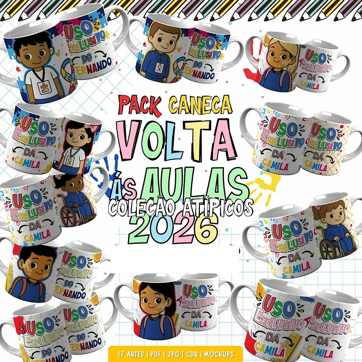 Combo Volta as aulas Squeeze, Caneca, Capa agenda, Toalhinhas e Muito mais Arquivo Editável 13
