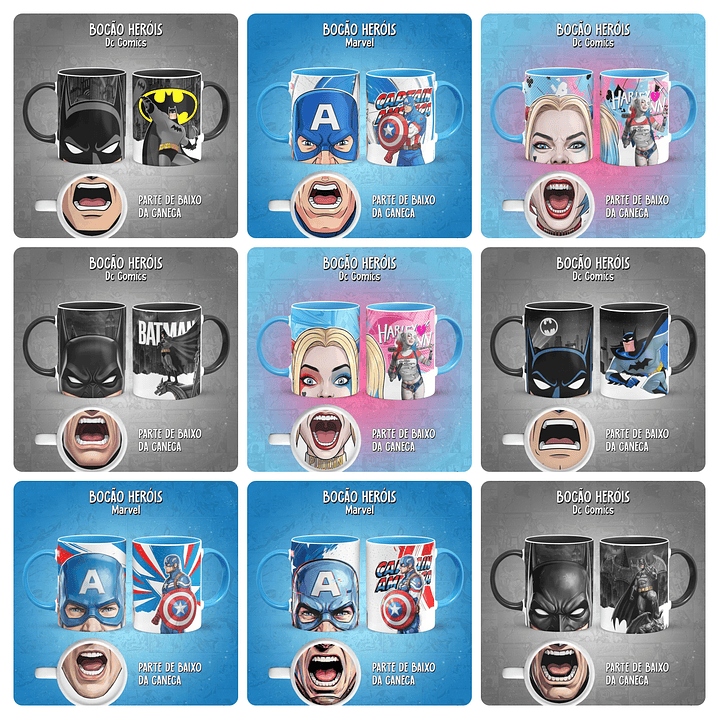 49 Artes para Caneca Bocão Herois Arquivo em Png  4