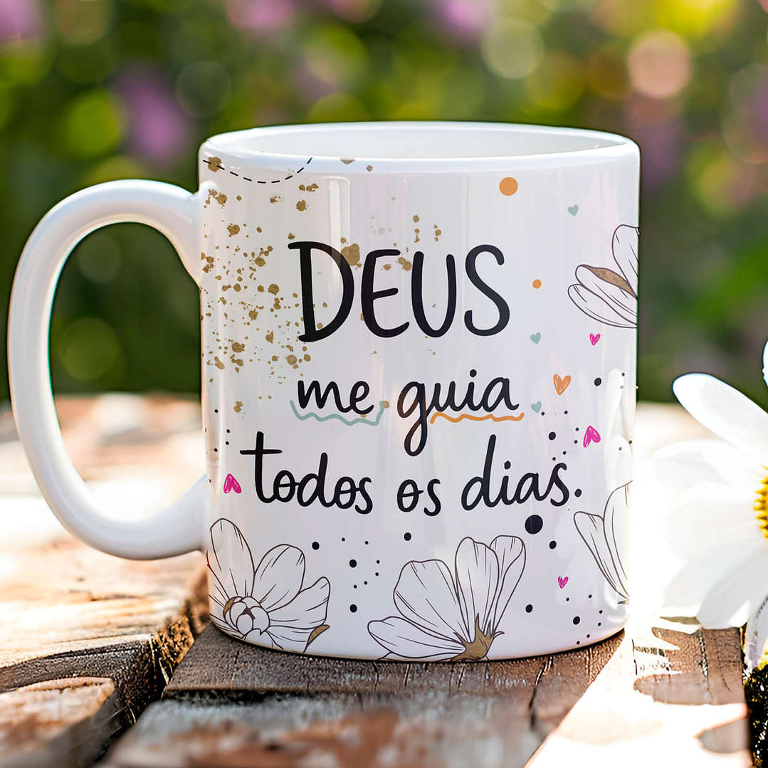 9 Artes para Caneca  Floral Letterings Frases Motivacional Deus Arquivo Editável  4