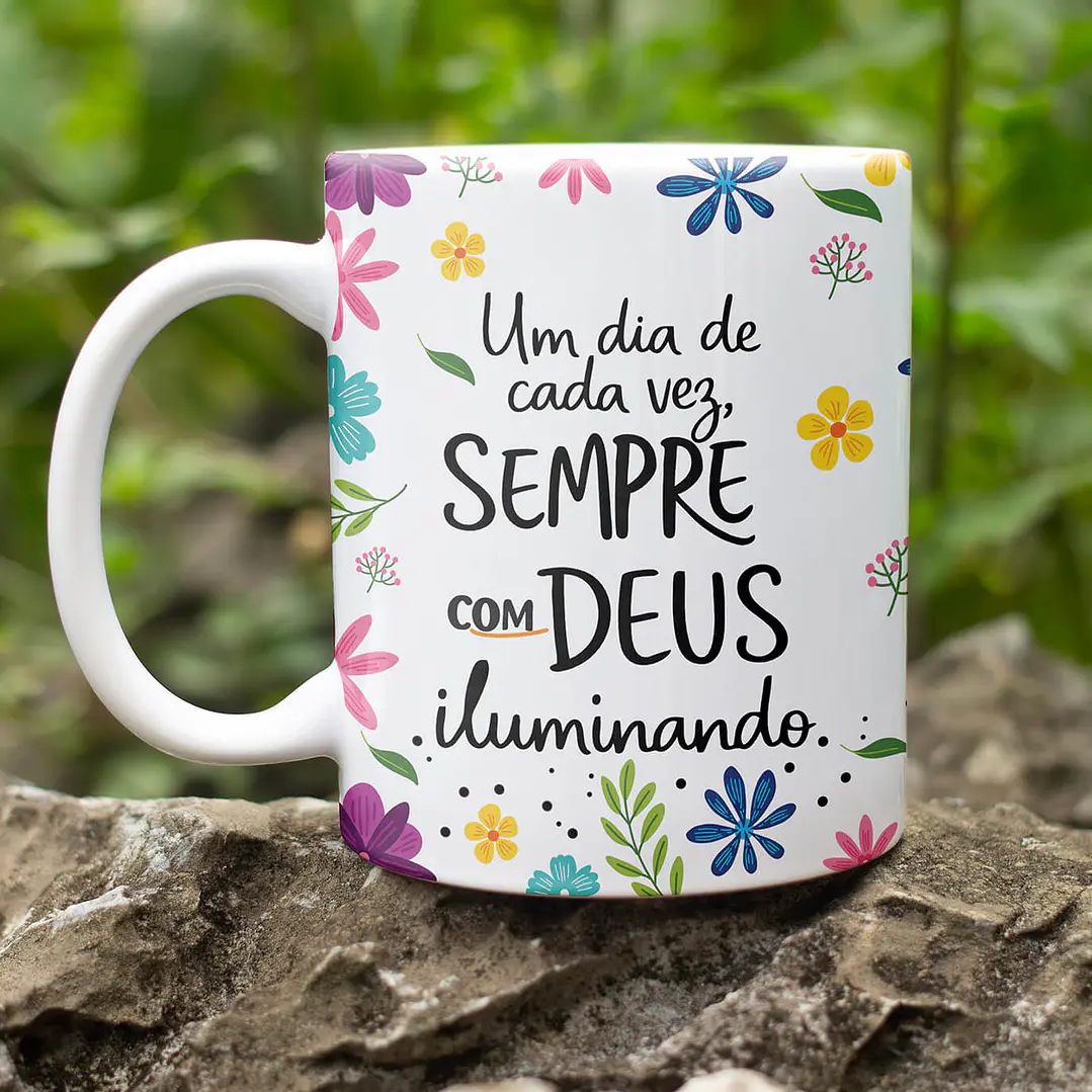 9 Artes para Caneca  Floral Letterings Frases Motivacional Deus Arquivo Editável  5