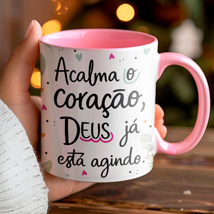 9 Artes para Caneca  Floral Letterings Frases Motivacional Deus Arquivo Editável  6
