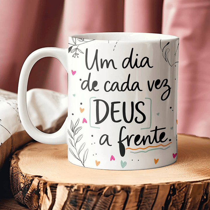 9 Artes para Caneca  Floral Letterings Frases Motivacional Deus Arquivo Editável  7