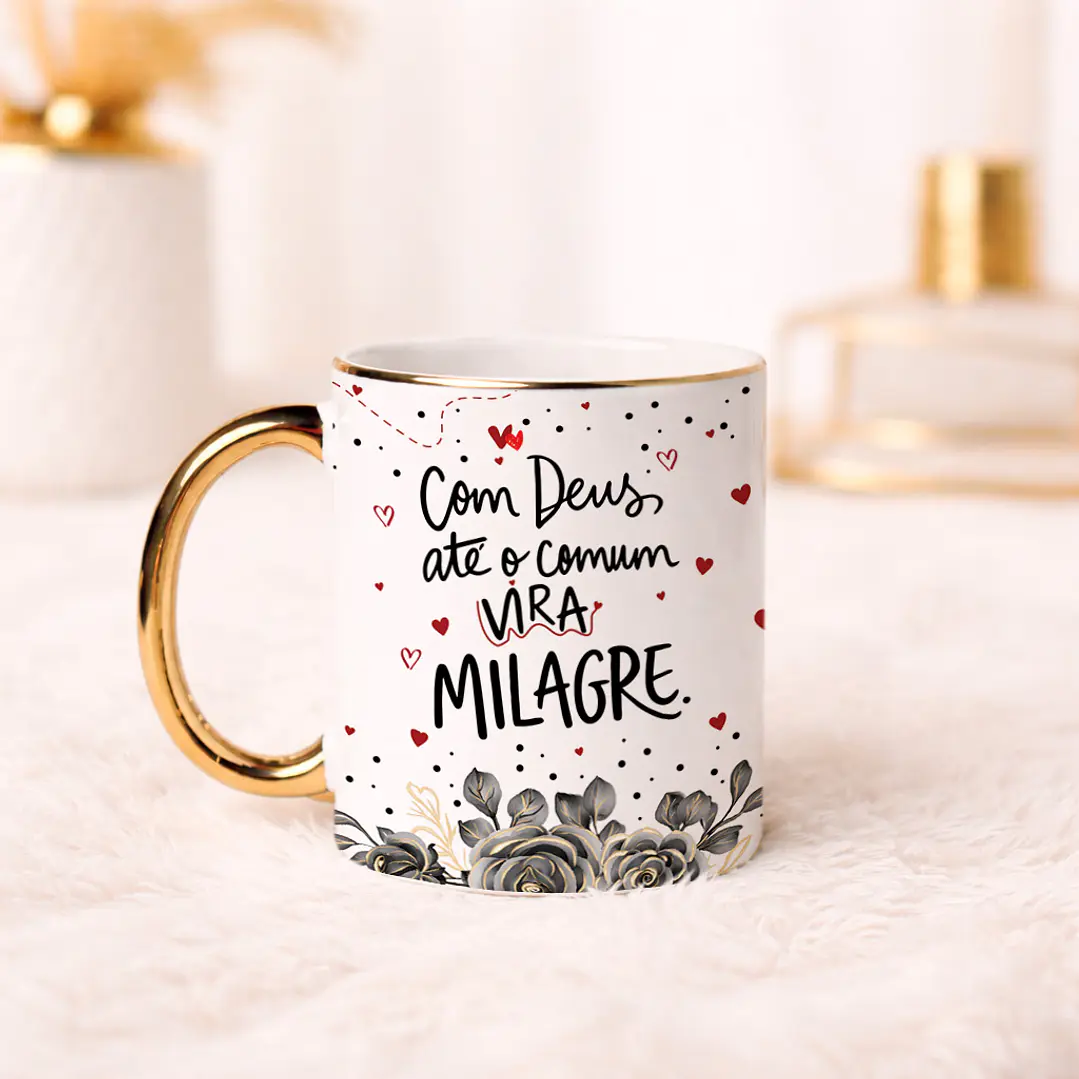 9 Artes para Caneca  Floral Letterings Frases Motivacional Deus Arquivo Editável  12