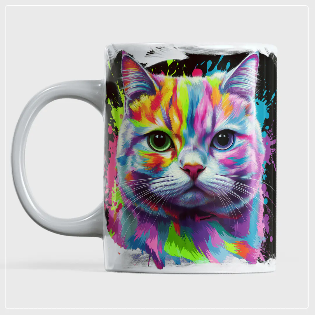 10 Artes para Caneca Gato Neon Arquivo em Png  3