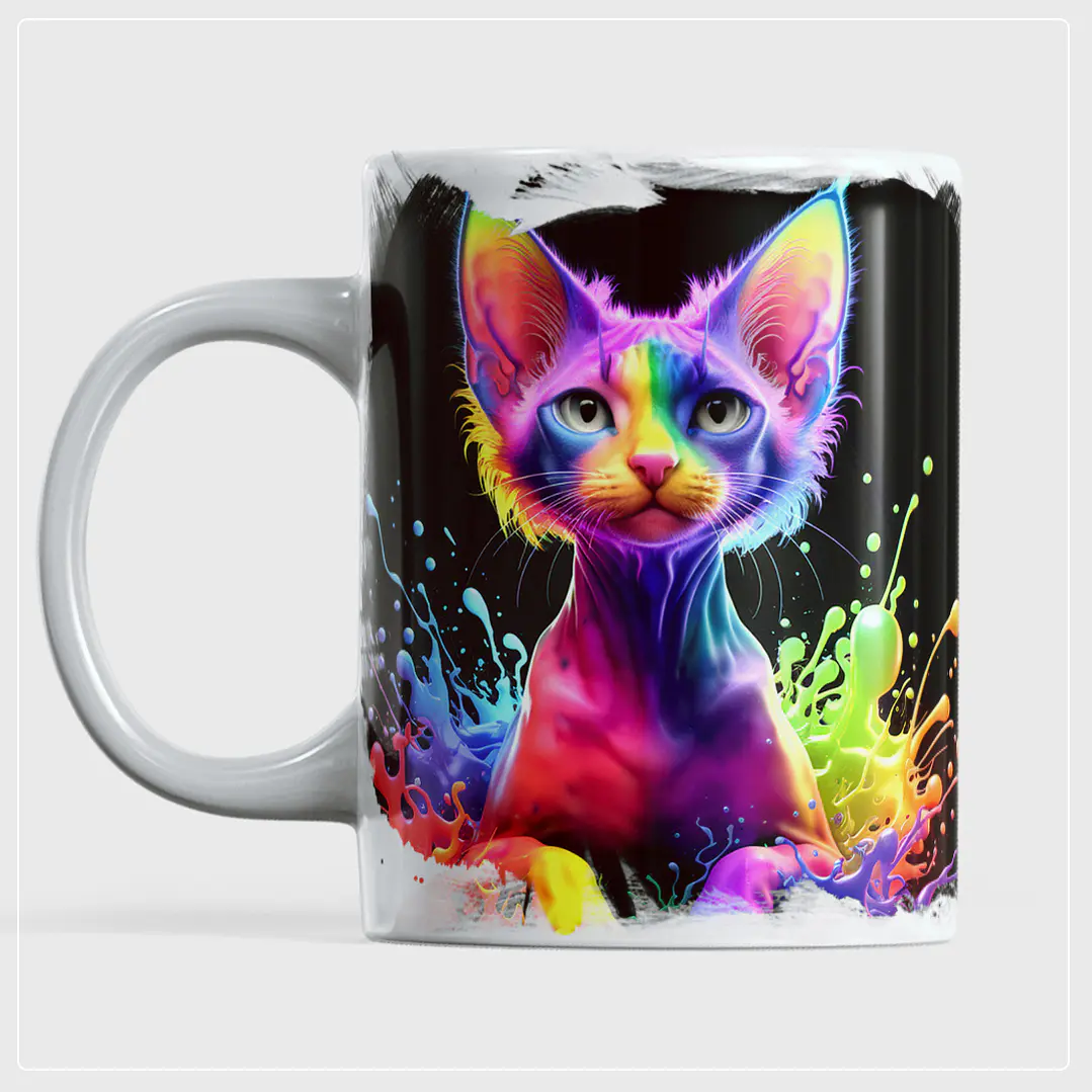 10 Artes para Caneca Gato Neon Arquivo em Png  6