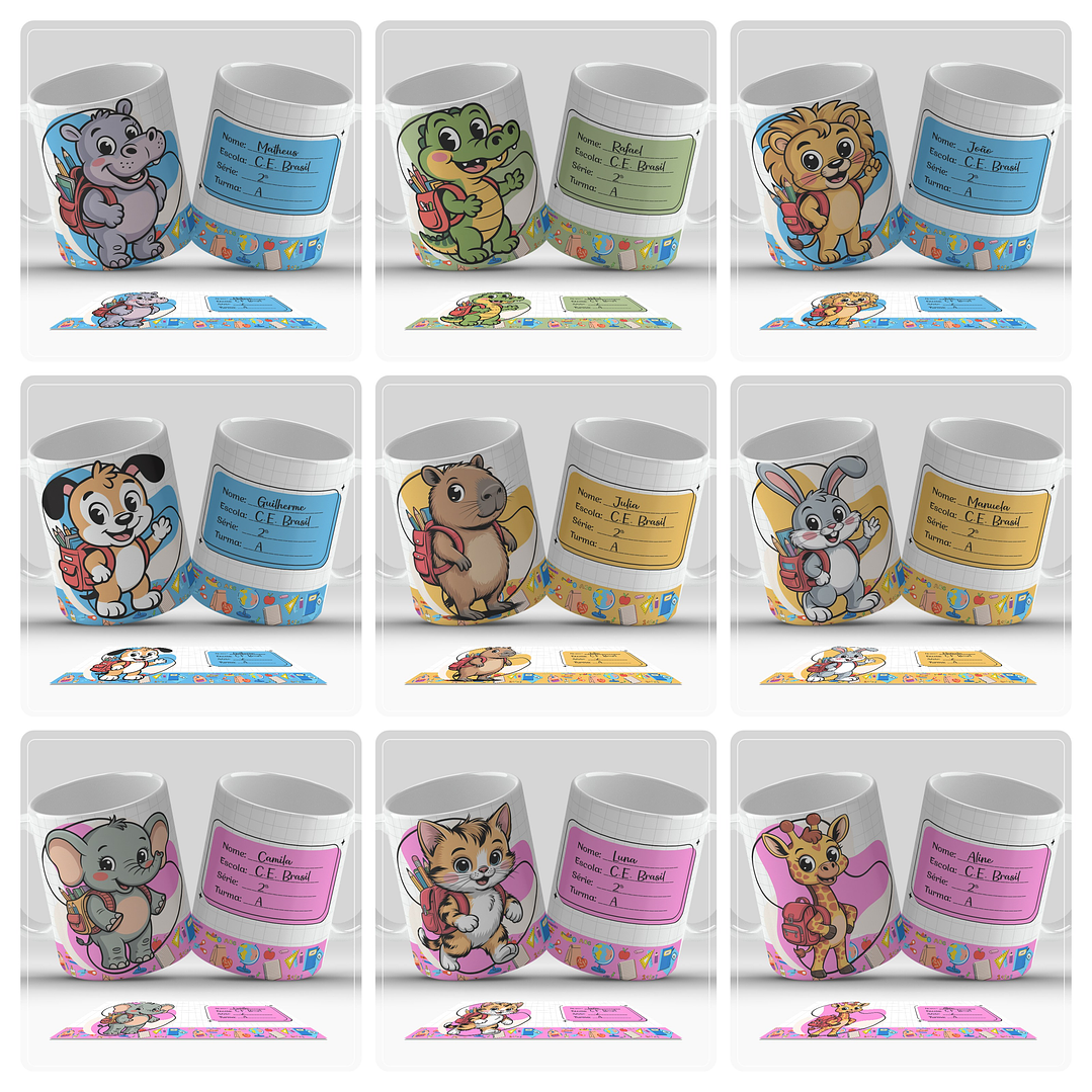 56 Artes para Caneca Toalhinha e Garrafinha Educação Infantil Arquivo em Png 5