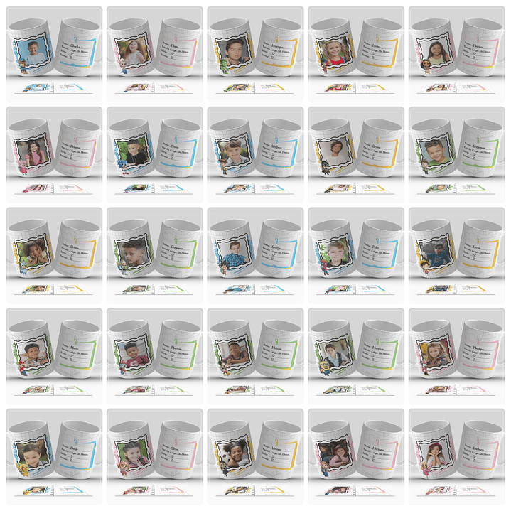 100 Artes para Caneca, Toalhinha e Garrafinha Personagens Volta as aulas Arquivo em Png 10