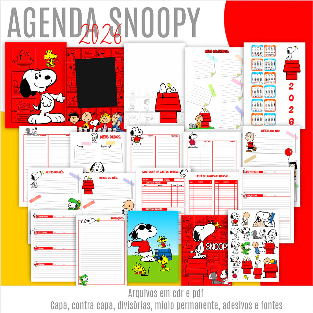 Arquivo para Encadernação Agendas Personagens Arquivo Editável 3