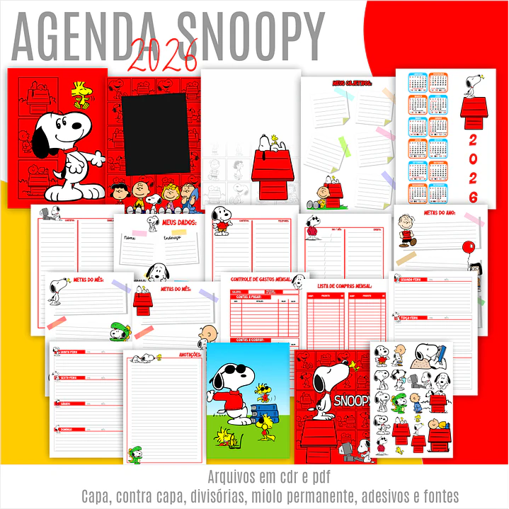 Arquivo para Encadernação Agendas Personagens Arquivo Editável 3