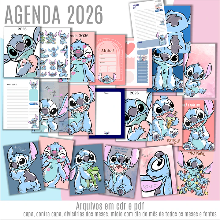 Arquivo para Encadernação Agendas Personagens Arquivo Editável 1