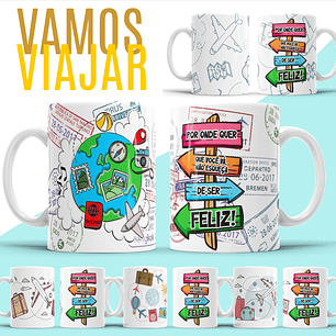 5 Artes para Caneca Viajem Arquivo Editável