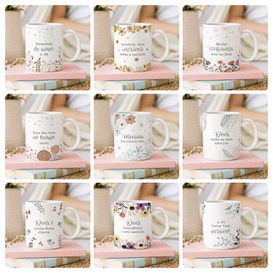 15 Artes para Canecas Fé Frases Motivacional Arquivo editável 