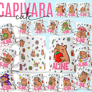 18 Artes para Caneca Capivaras Cute Arquivo Editável 