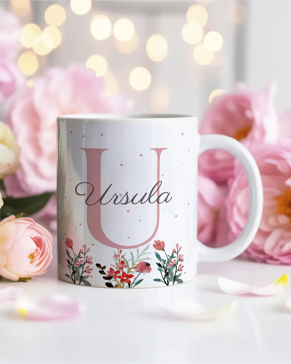 26 Artes para Caneca Alfabeto Feminino Flores Arquivo Editável  7