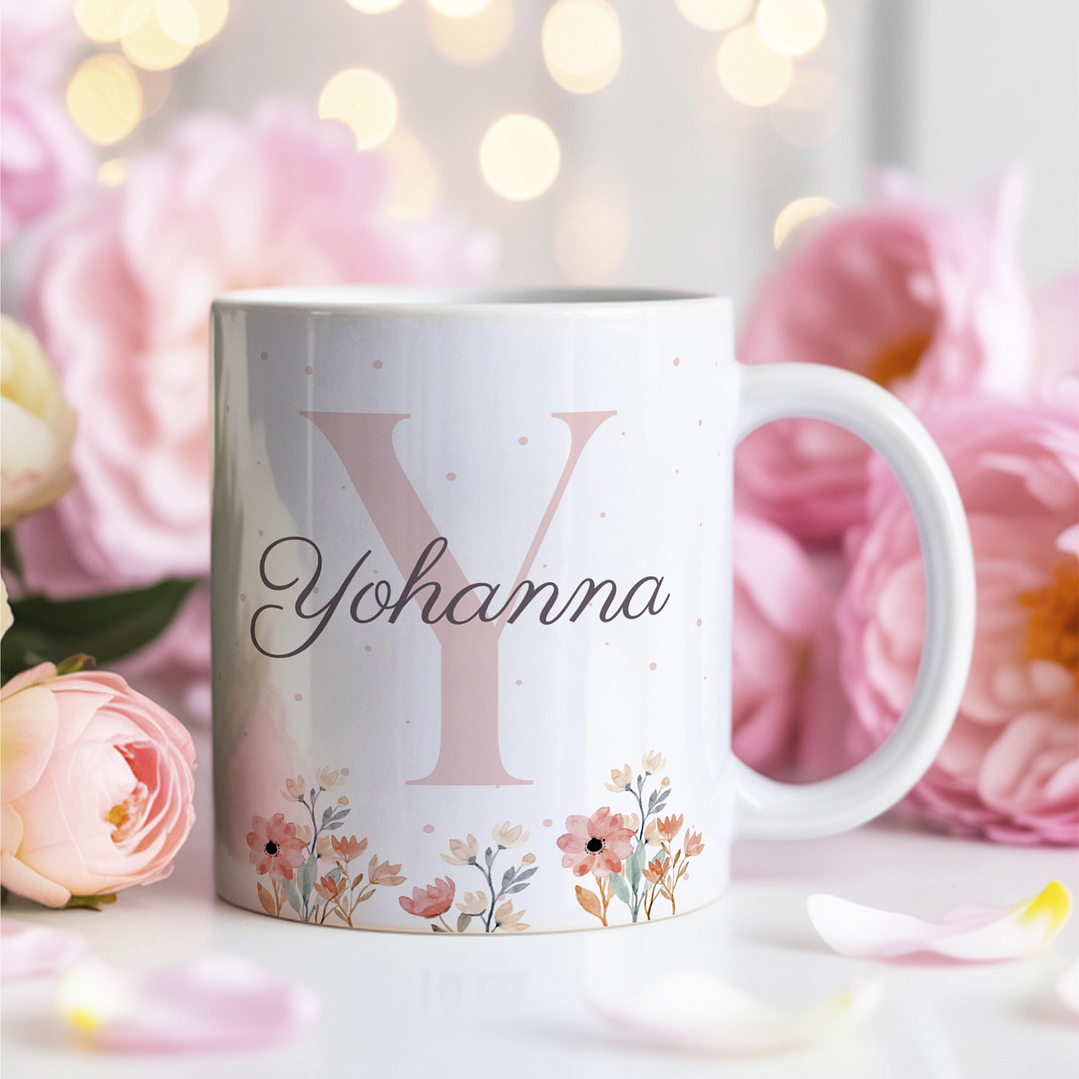 26 Artes para Caneca Alfabeto Feminino Flores Arquivo Editável  10