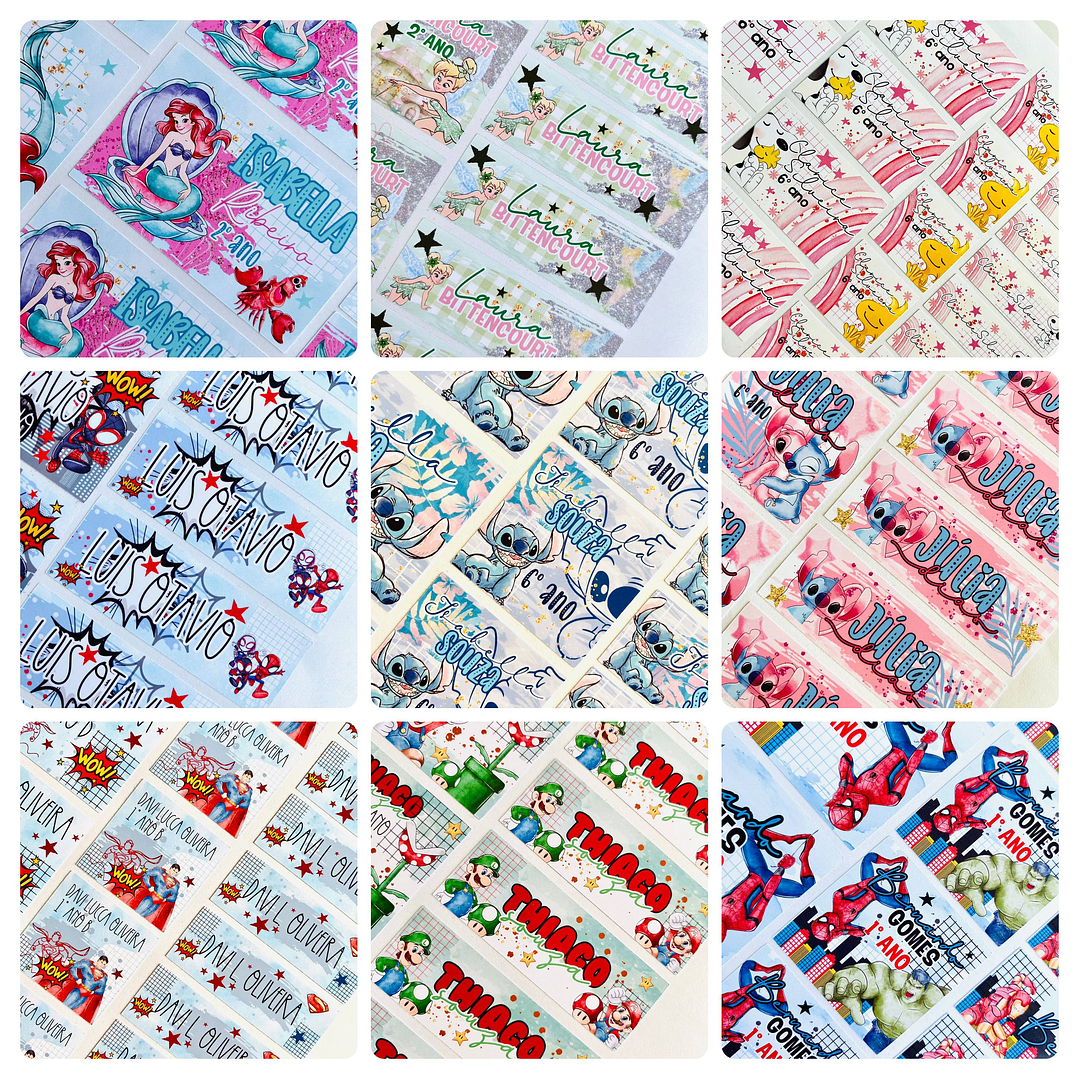 36 Arquivos Temas Personagens Eitquetas Escolares Volta as Aulas Arquivo em Jpg Studio 2