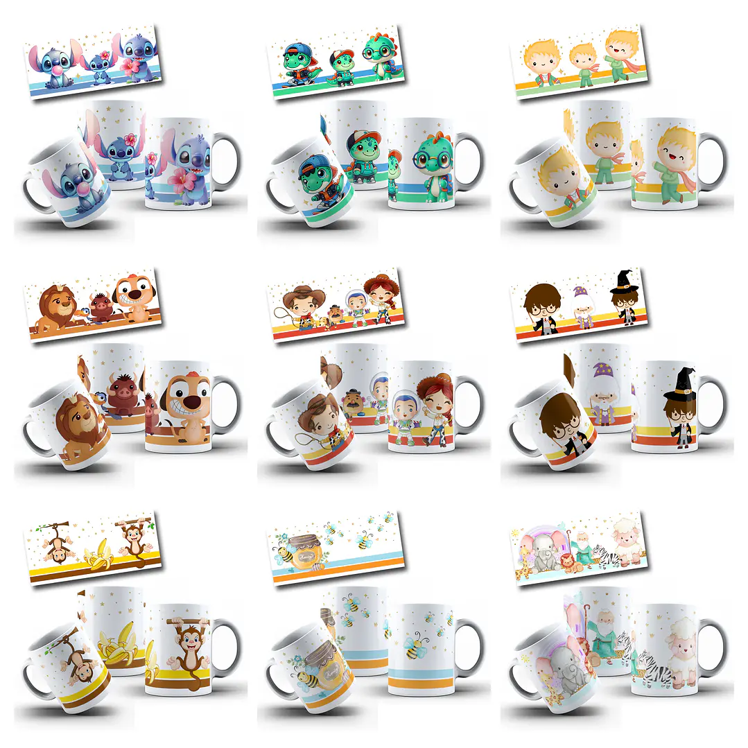 165 Artes para Toalinha Squeeze e Caneca Personagens Volta as Aulas Arquivo Editável  7