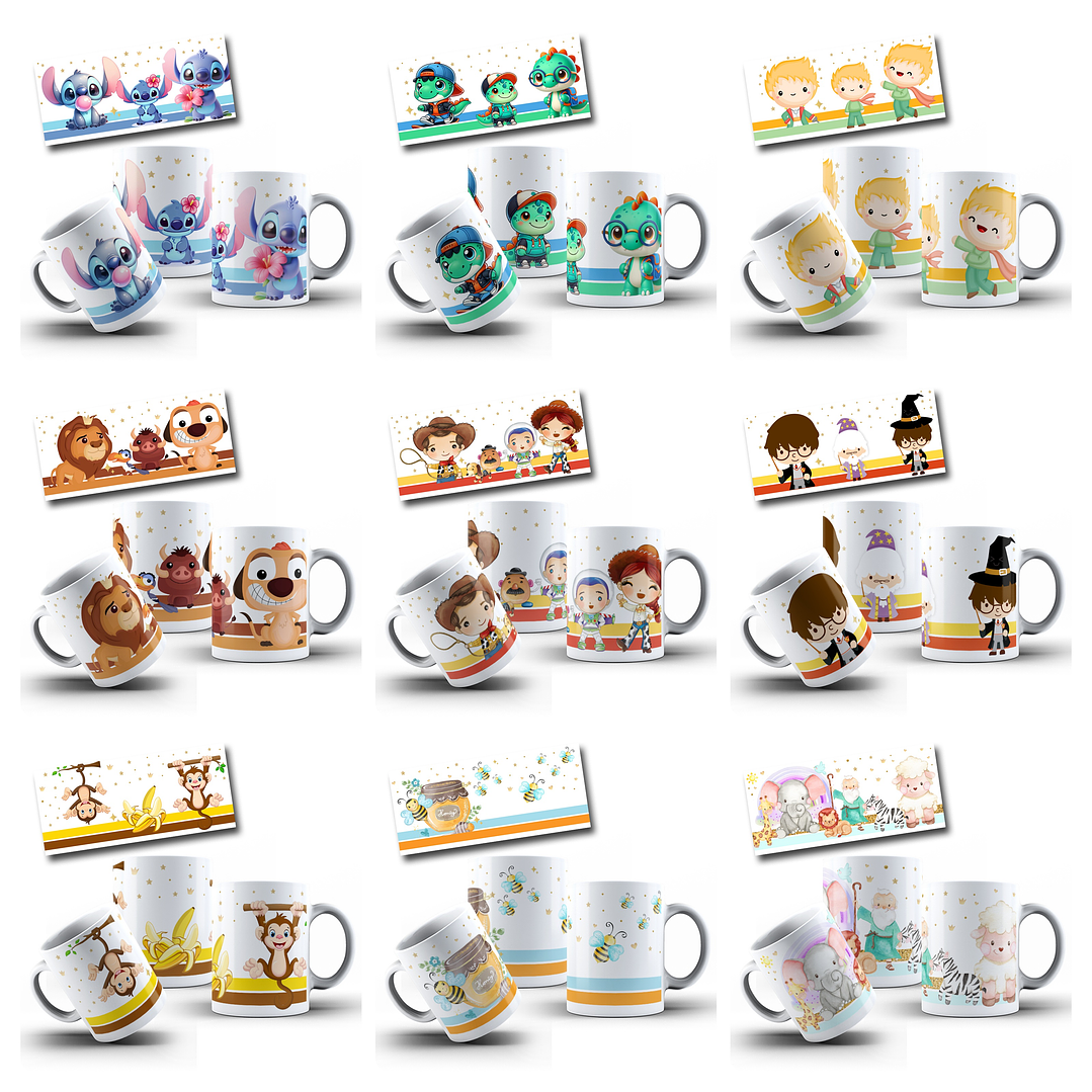 165 Artes para Toalinha Squeeze e Caneca Personagens Volta as Aulas Arquivo Editável  7