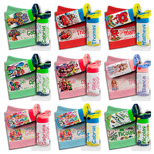 165 Artes para Toalinha Squeeze e Caneca Personagens Volta as Aulas Arquivo Editável 