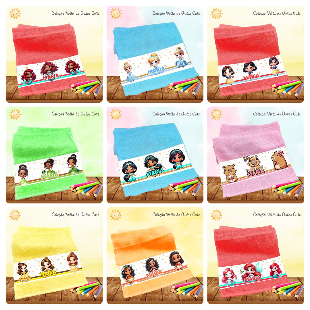 165 Artes para Toalinha Squeeze e Caneca Personagens Volta as Aulas Arquivo Editável  17