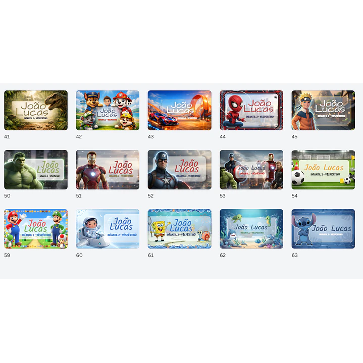 64 Artes para Etiquetas Escolares Personagens em Canva  1