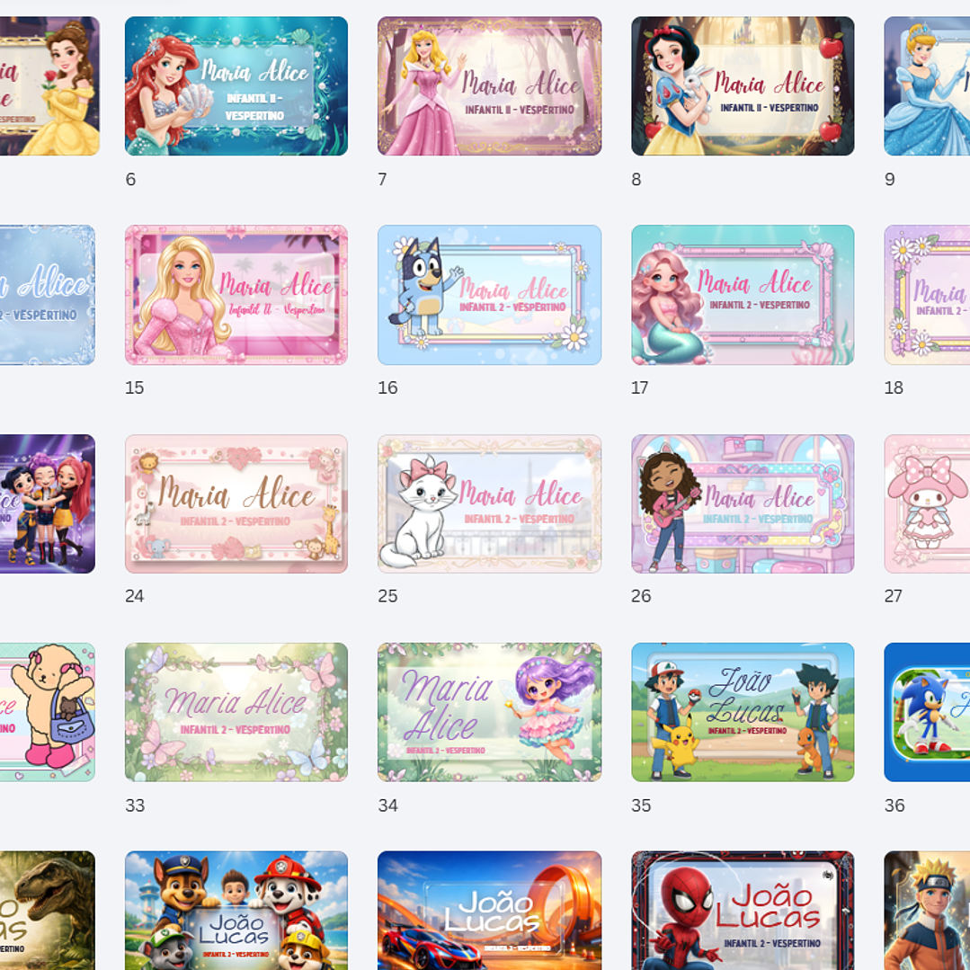 64 Artes para Etiquetas Escolares Personagens em Canva  3