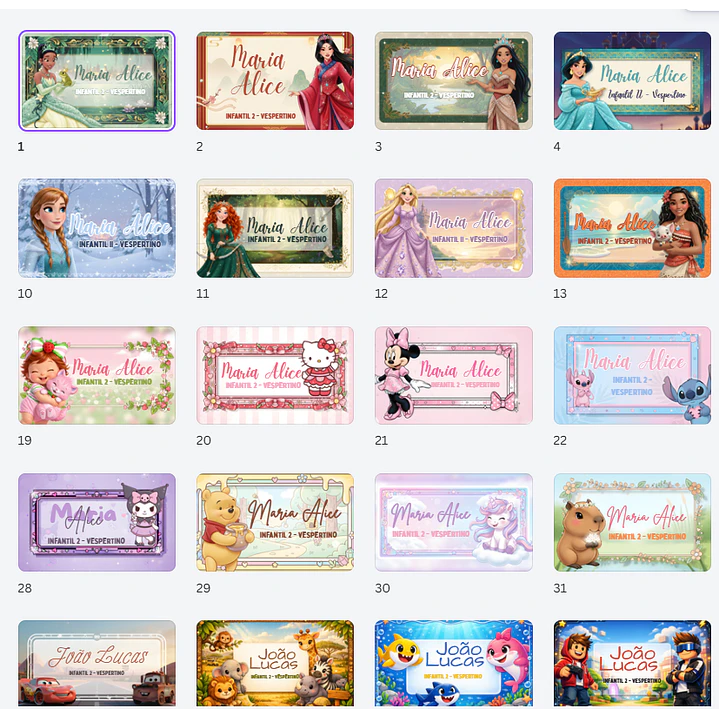 64 Artes para Etiquetas Escolares Personagens em Canva  4