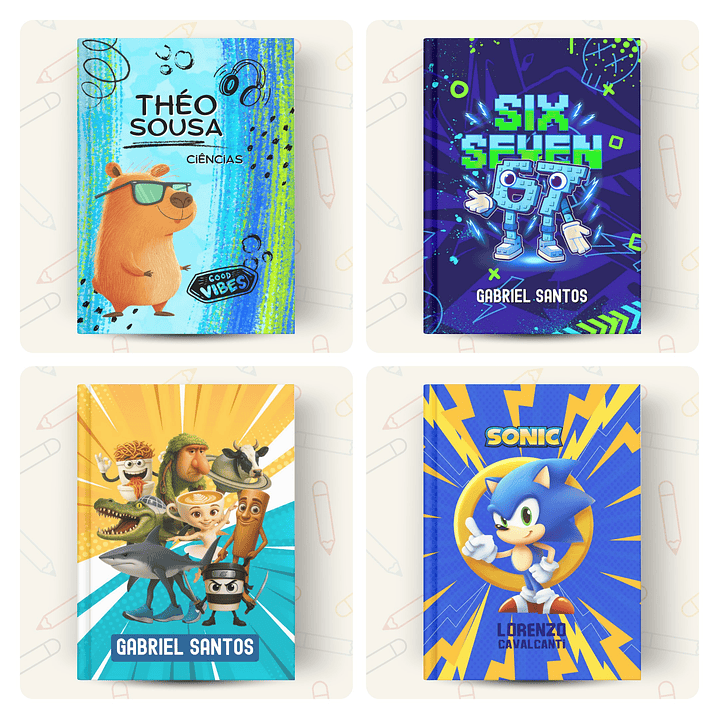 73 Artes para Capas de Caderno Personagens Volta às Aulas Arquivo em Canva 4