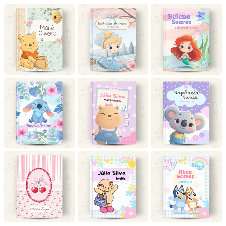 73 Artes para Capas de Caderno Personagens Volta às Aulas Arquivo em Canva 7