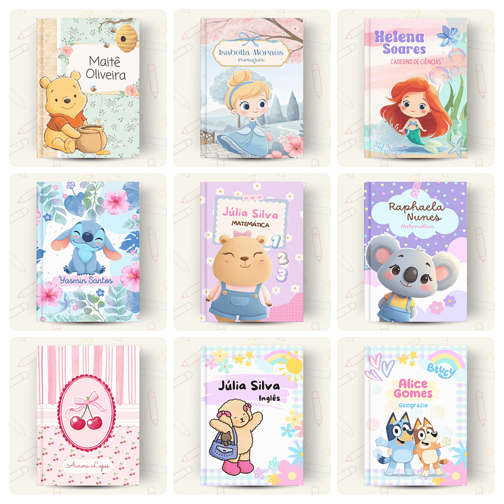 73 Artes para Capas de Caderno Personagens Volta às Aulas Arquivo em Canva 7