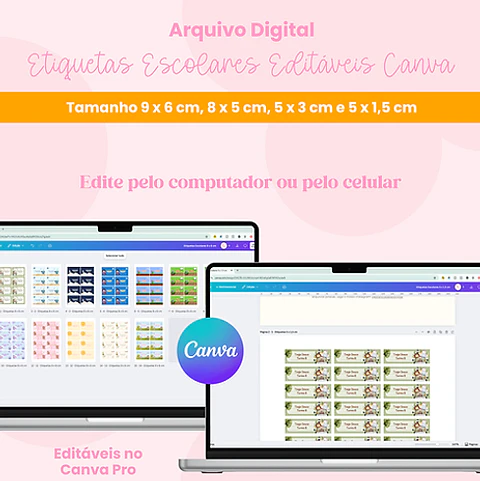 Arquivos Etiquetas Escolares Editáveis Canva 