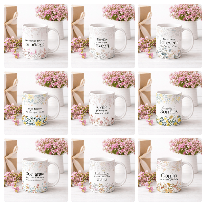 20 Artes para Caneca Frases Florescer Arquivo Editável 1